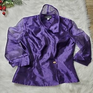 Alex Evening Womens Purple Elegant Blouse